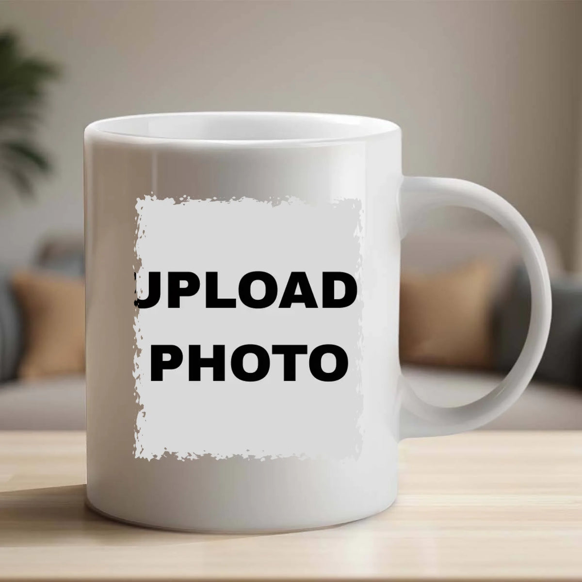 White 11 oz mama photo mug with large distressed rectangular photo border