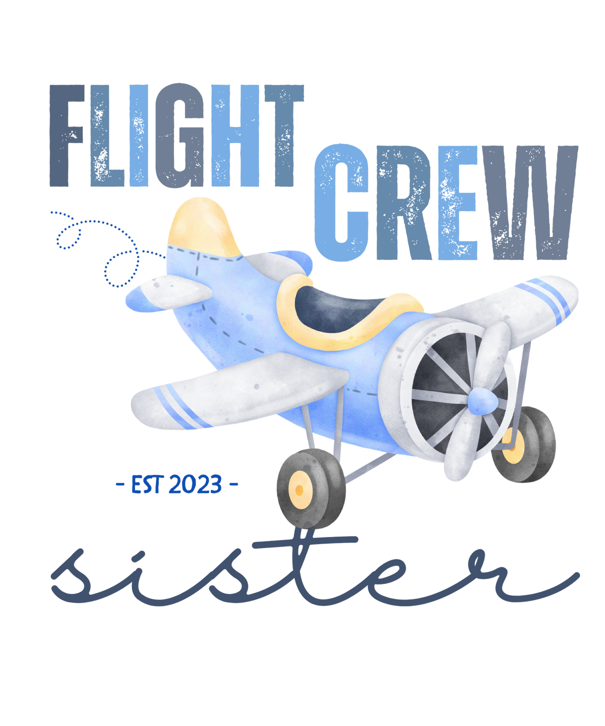 Flight Crew Sister airplane birthday ready-to-press DTF transfer