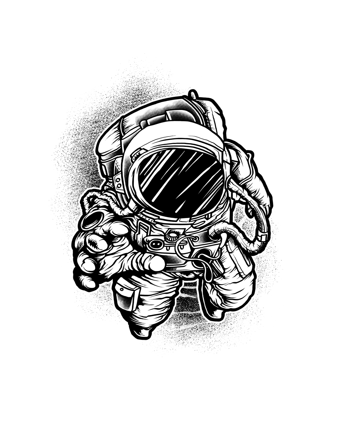 Astronaut Helmet ready-to-press tattoo style DTF transfer