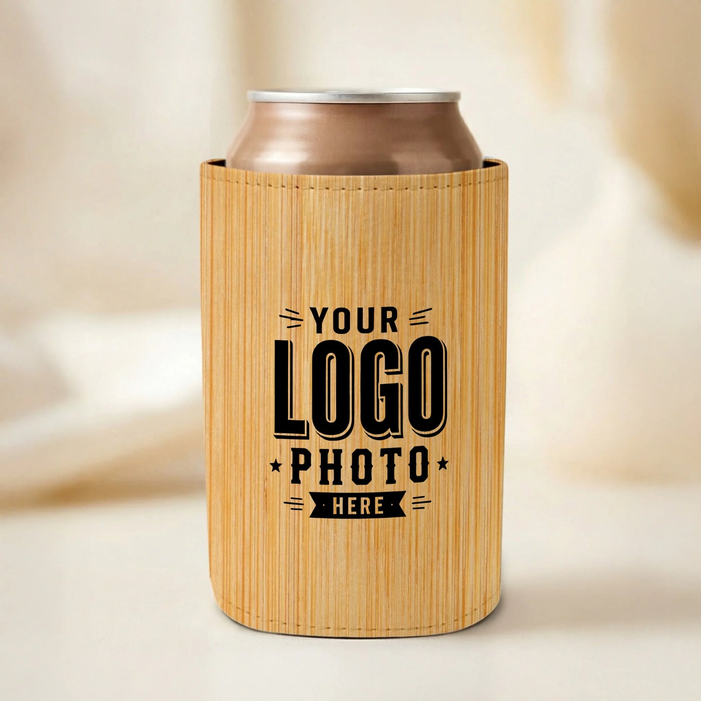 Custom UV printed bamboo leatherette can cooler in Phoenix AZ by Outta PHX Print Shop