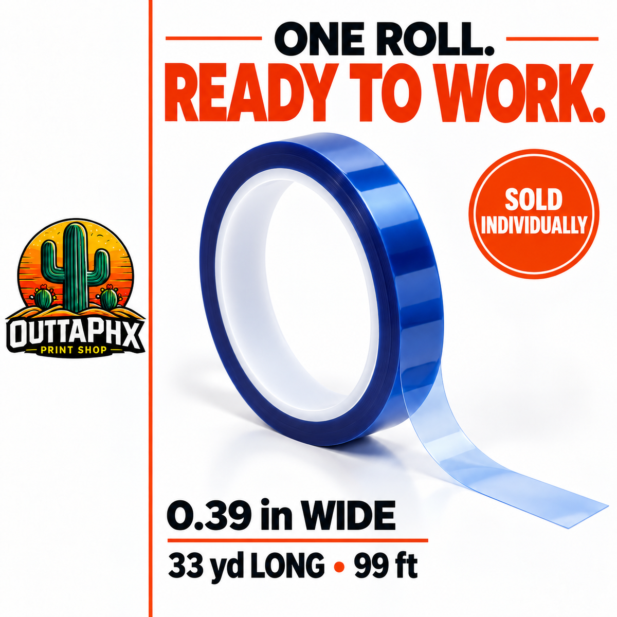 One blue heat-resistant tape roll sold individually, 0.39 inch wide and 99 feet long.