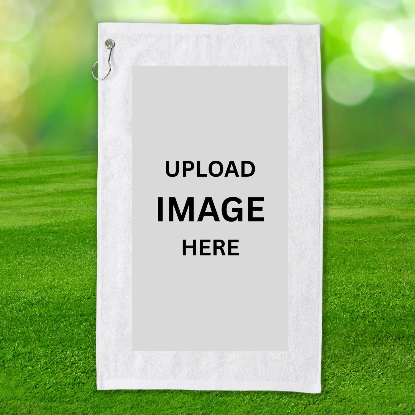 custom white golf towel with logo , photo or text