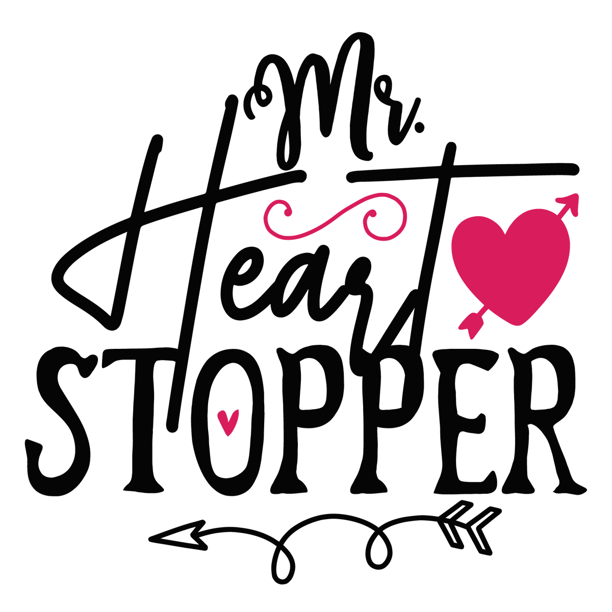 Mr Heart Stopper ready-to-press Valentine DTF transfer from Outta Phx Print Shop