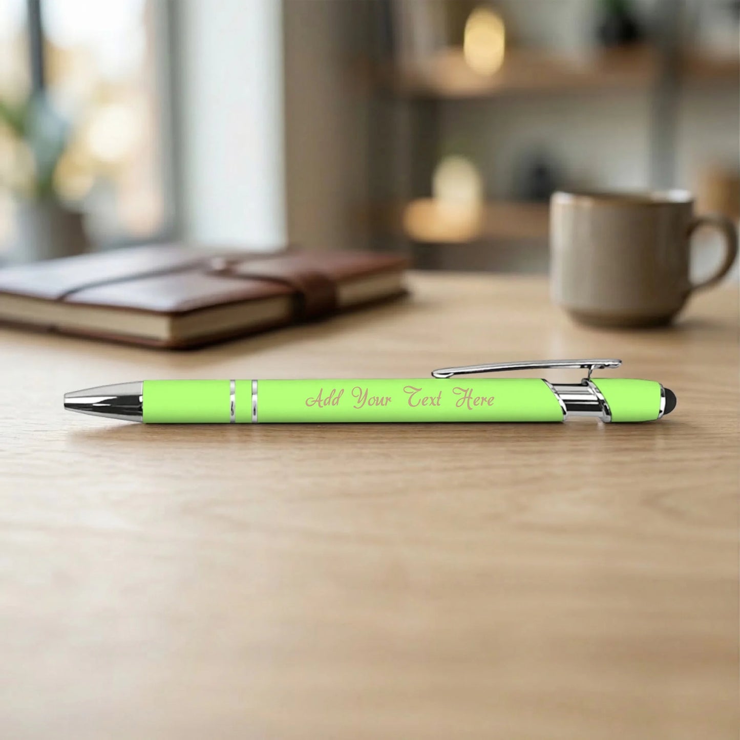 Custom engraved neon green stylus pen soft touch metal Phoenix AZ