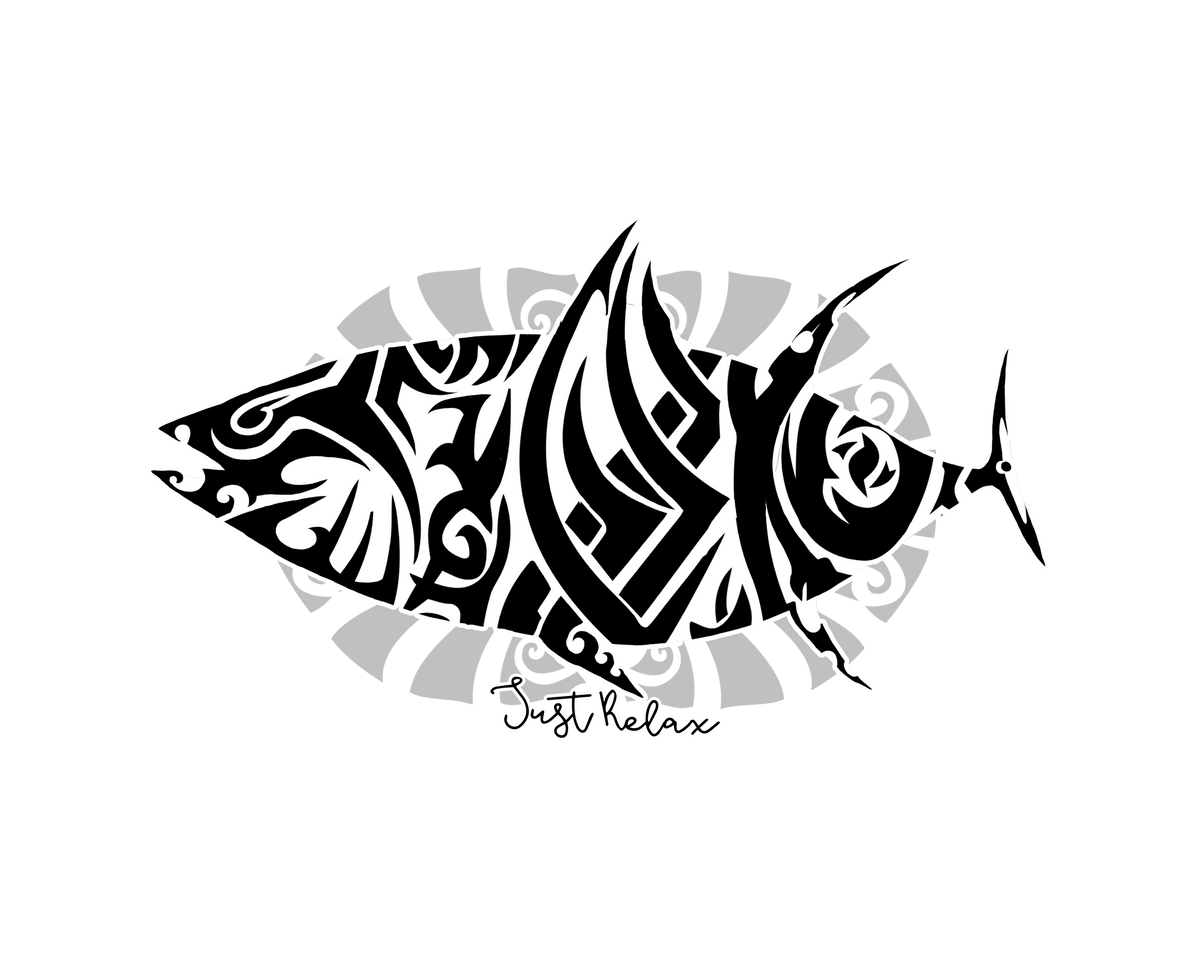 Tribal Fish ready-to-press tattoo style DTF transfer