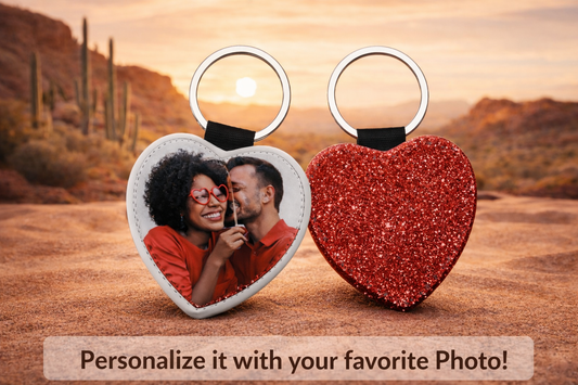 Custom Heart Glitter Sublimation Keychain Personalized Photo Gift Phoenix Arizona Outta Phx Print Shop