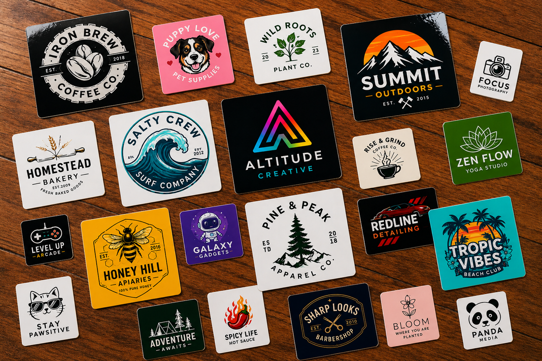 Custom square vinyl stickers gloss finish Outta PHX Print Shop Phoenix AZ