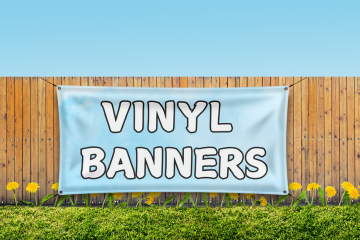 Custom vinyl banner with vibrant design and premium-quality print, featuring reinforced edges and grommets for secure hanging