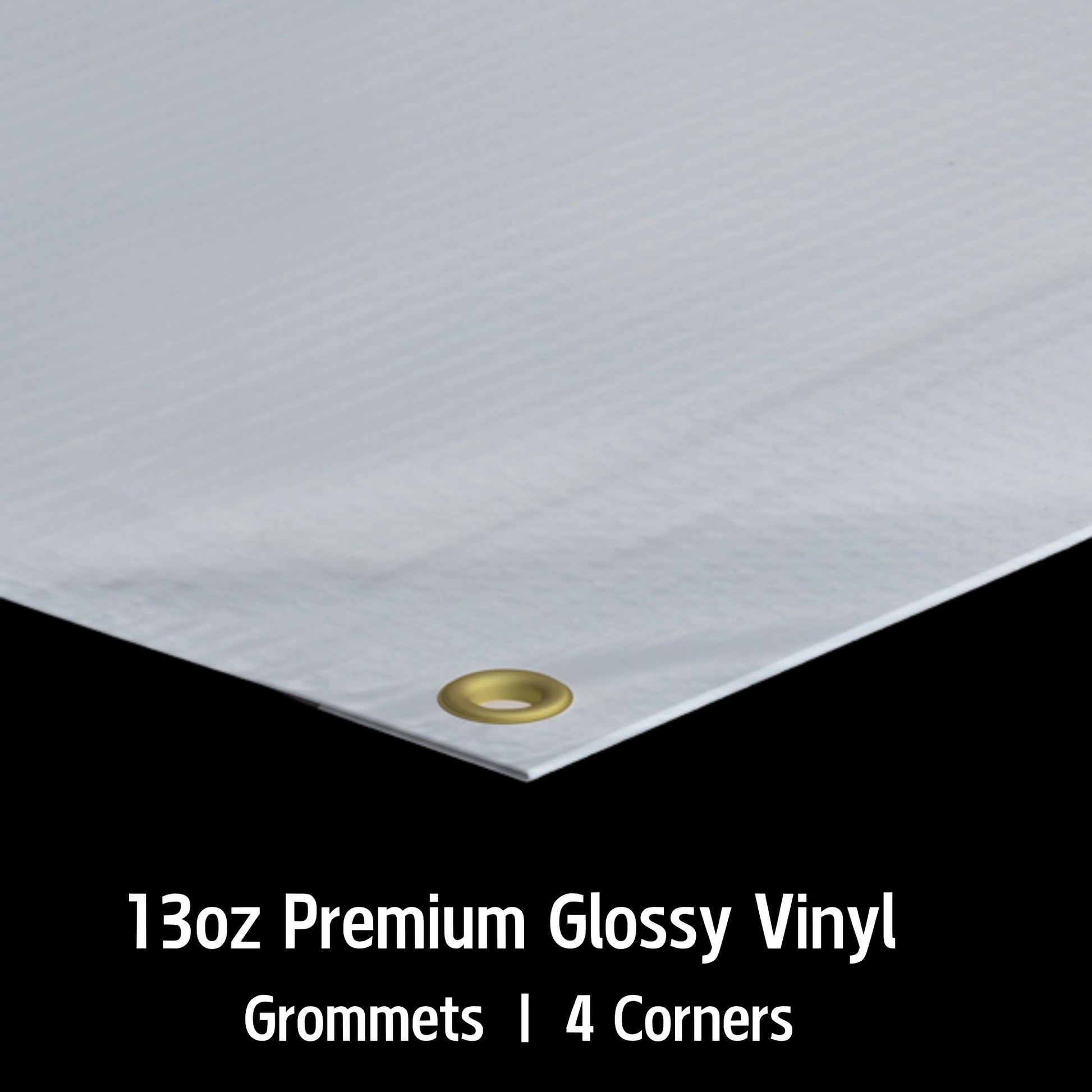 Close-up of a custom vinyl banner by Phoenix Print Shop, highlighting detailed printing, reinforced edges, and durable grommets