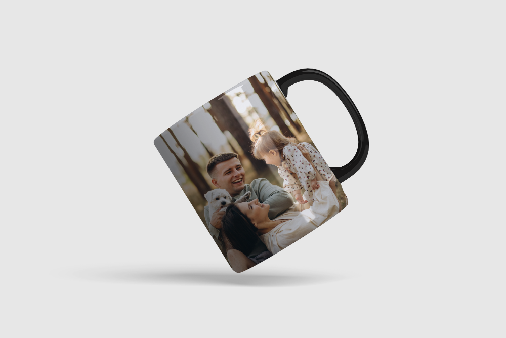 Navy blue custom printed mug — same-day production available at Outta PHX Print Shop Phoenix