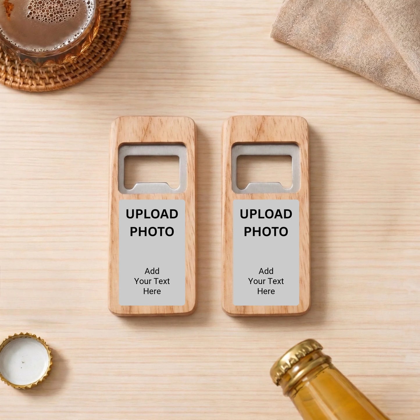 Custom Rounded Rectangle Wooden Bottle Opener