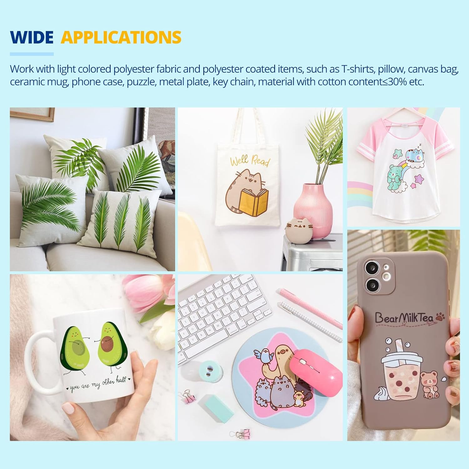 Fast-drying sublimation transfer paper pack for t-shirts, mugs, and crafts