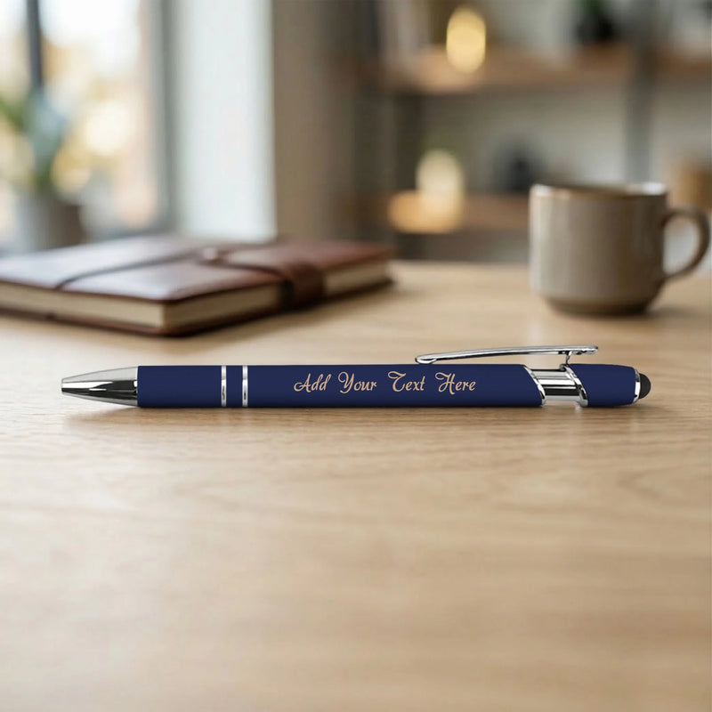 Custom engraved navy blue stylus pen soft touch metal Phoenix AZ