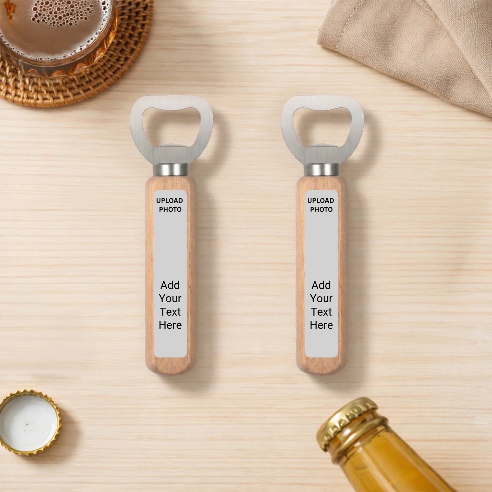 Custom UV printed wood handle bartender bottle opener, personalized heavy-duty gift, made in Phoenix Arizona by Outta PHX