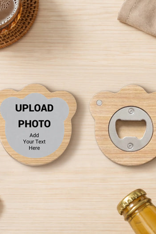 Custom Bamboo Bear Magnetic Bottle Opener