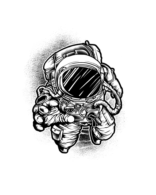 Astronaut Helmet ready-to-press tattoo style DTF transfer