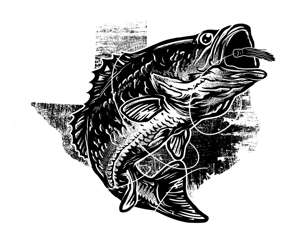 Bass Fishing Tattoo ready-to-press tattoo style DTF transfer