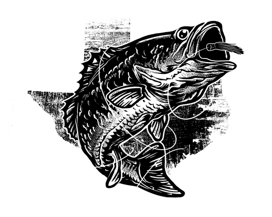 Bass Fishing Tattoo ready-to-press tattoo style DTF transfer