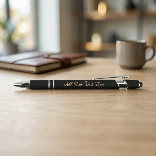 Custom engraved black stylus pen soft touch metal Phoenix AZ