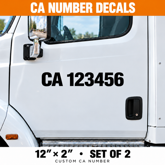 Custom CA Number Truck Decals