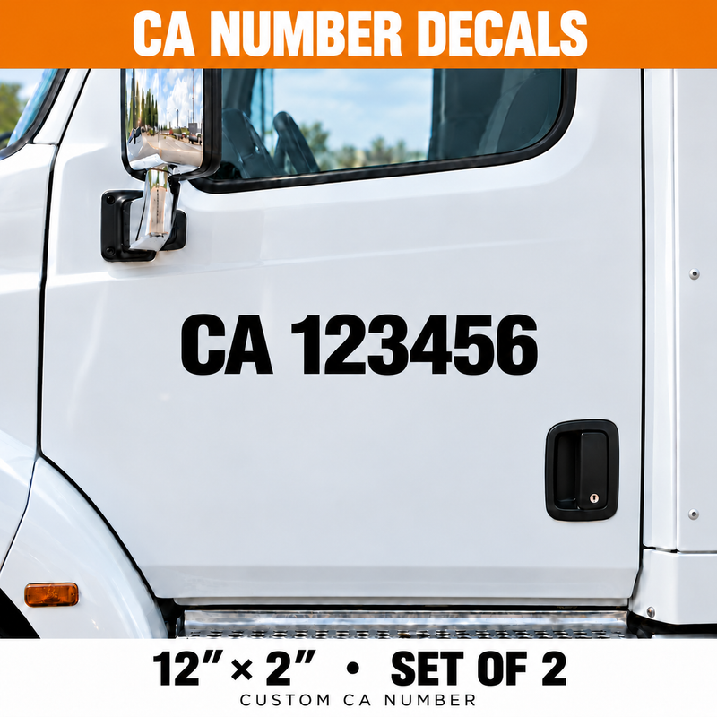 Custom CA Number Truck Decals