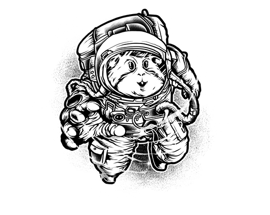 Cat Astronaut ready-to-press tattoo style DTF transfer