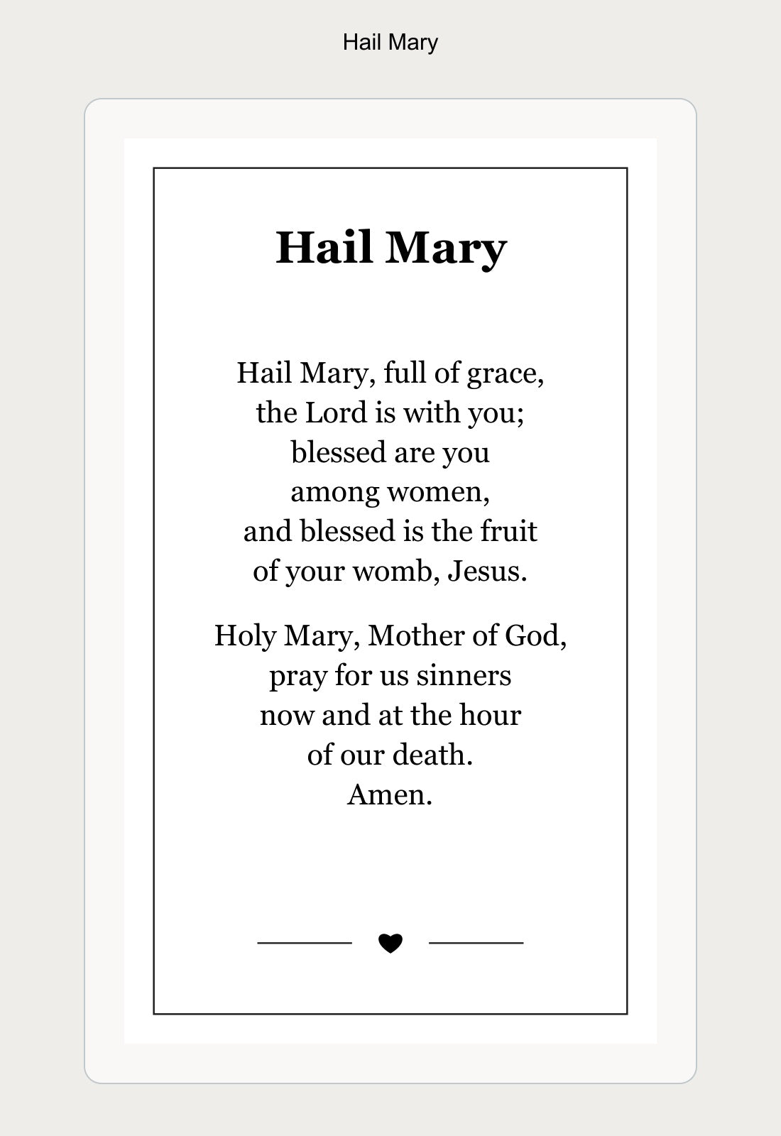 hail mary laminated prayer card back example