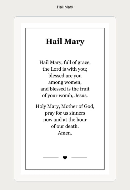 hail mary laminated prayer card back example