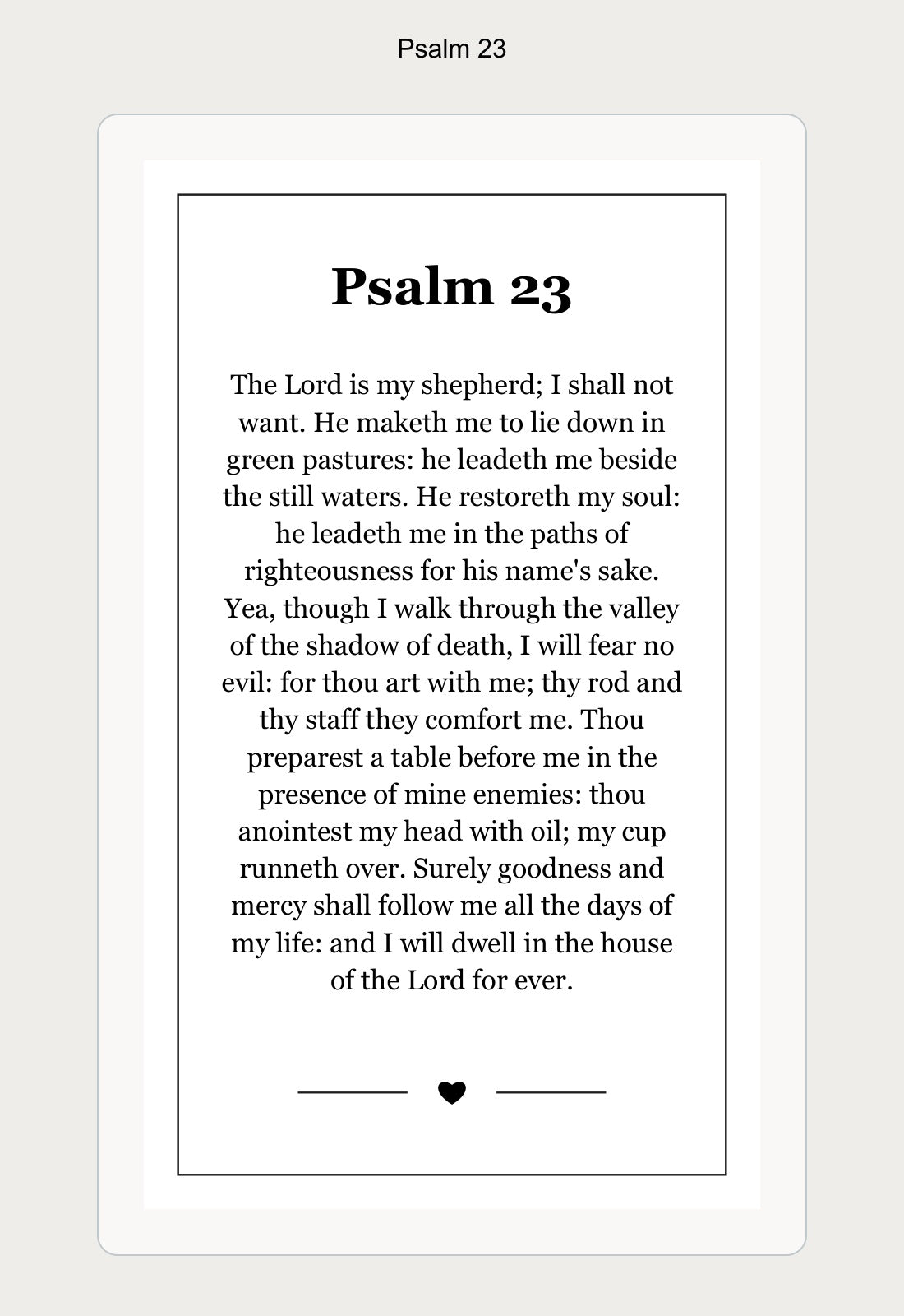 psalm 23 laminated prayer card back example