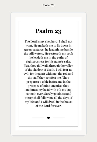 psalm 23 laminated prayer card back example