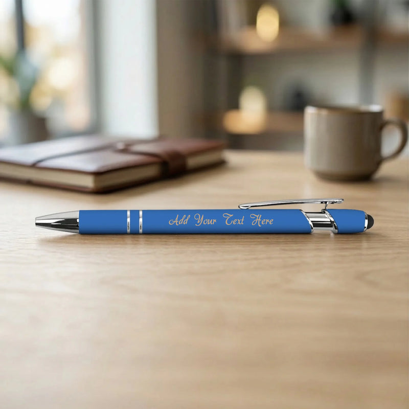 Custom engraved cobalt blue stylus pen soft touch metal Phoenix AZ