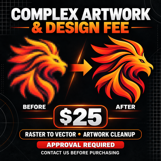 Before-and-after raster-to-vector artwork cleanup for the $25 complex artwork and design fee from Outta Phx Print Shop in Phoenix.