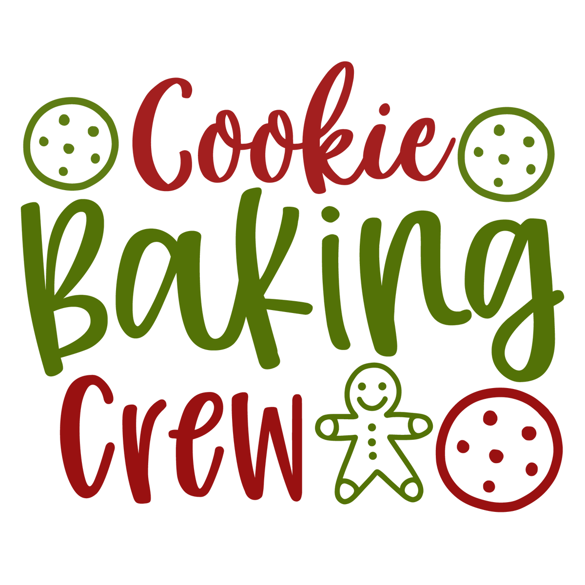 Cookie Baking Crew ready-to-press Christmas DTF transfer from Outta Phx Print Shop