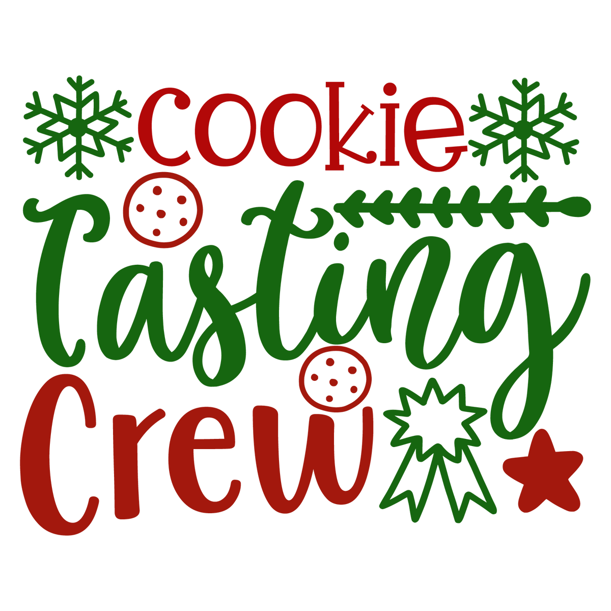 Cookie Tasting Crew ready-to-press Christmas DTF transfer from Outta Phx Print Shop