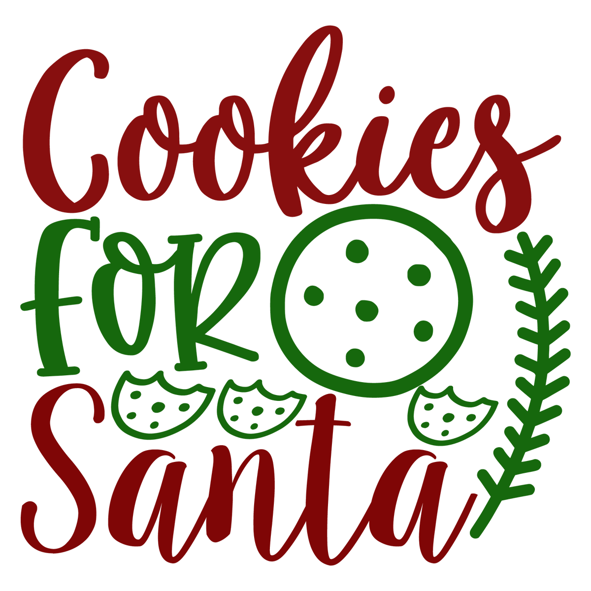 Cookies For Santa ready-to-press Christmas DTF transfer from Outta Phx Print Shop