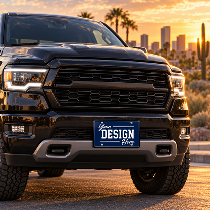 Personalized decorative license plate with custom printed artwork