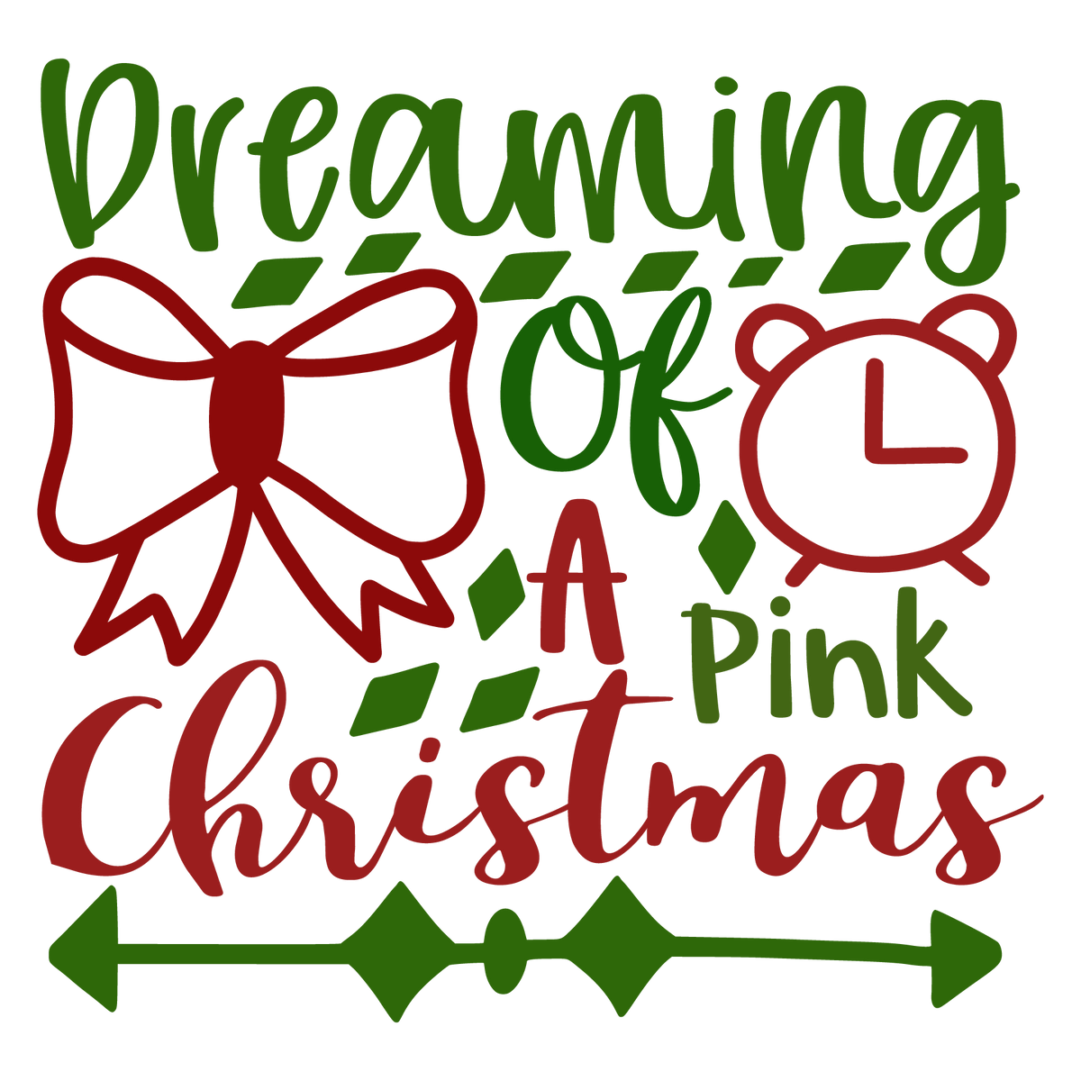 Dreaming Of A Pink Christmas ready-to-press Christmas DTF transfer from Outta Phx Print Shop