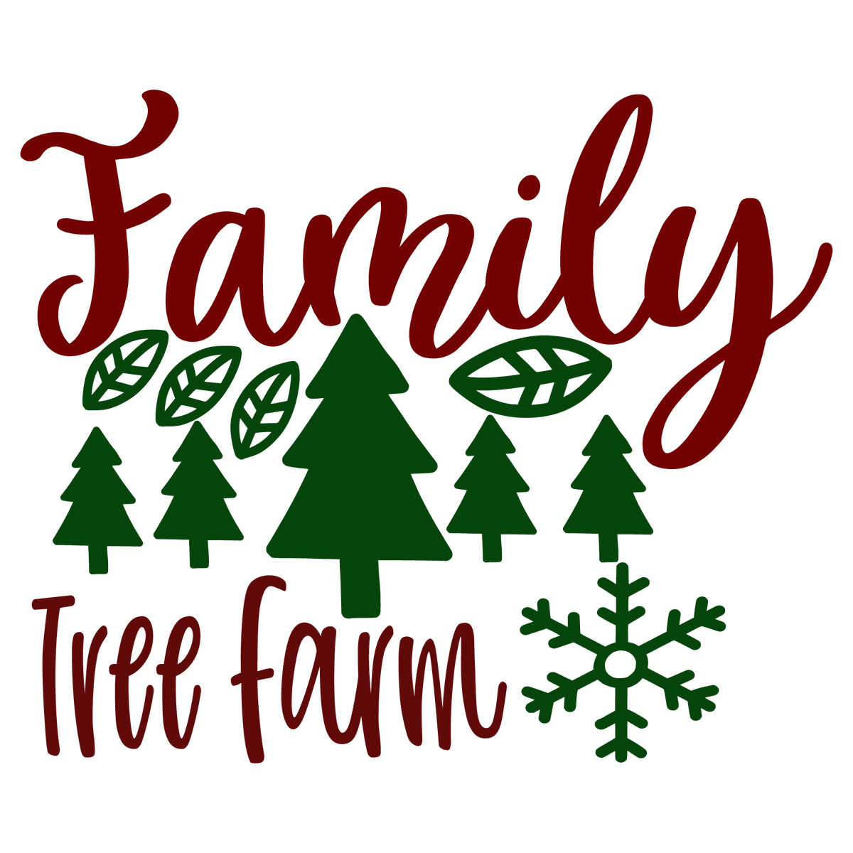 Family Tree Farm ready-to-press Christmas DTF transfer from Outta Phx Print Shop