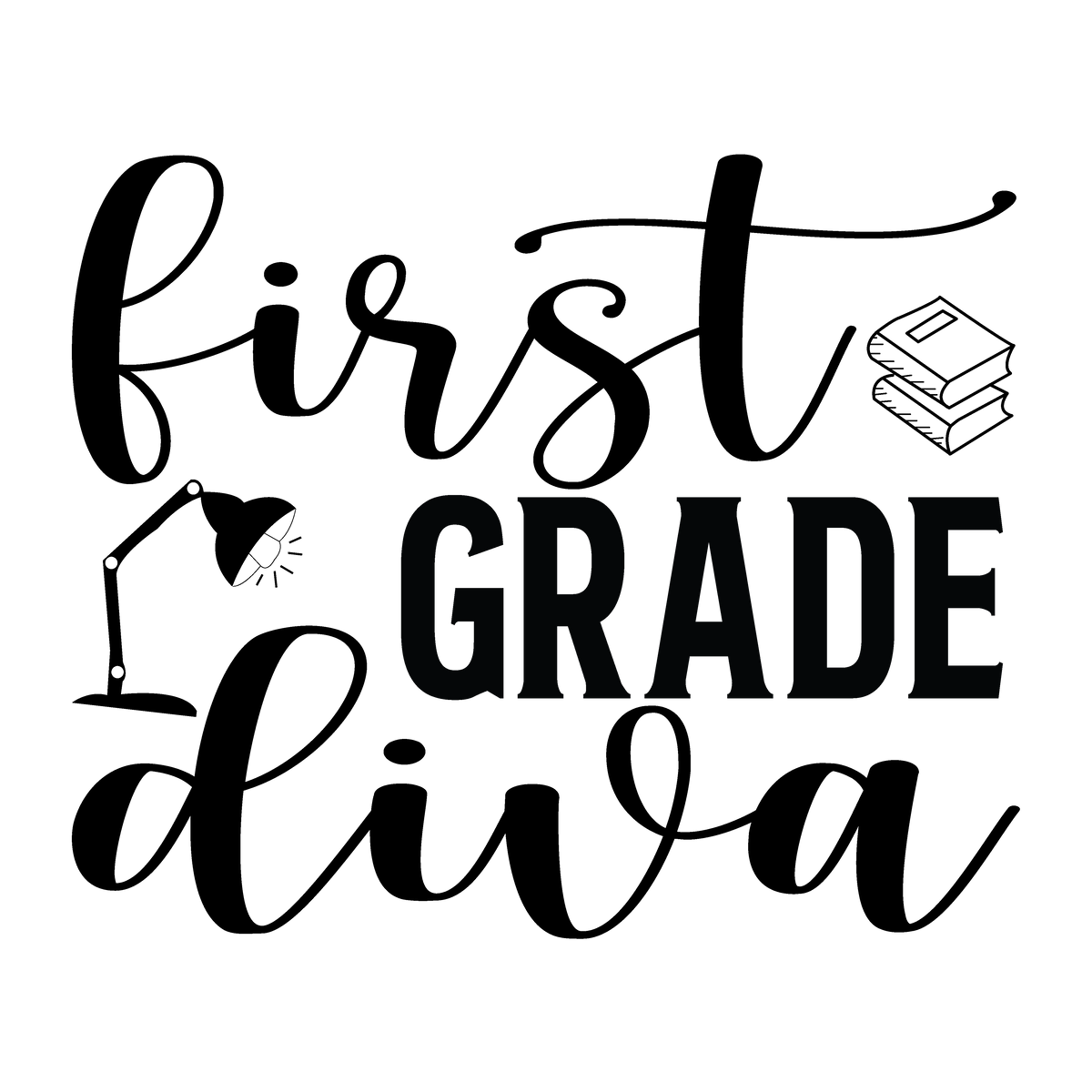 First Grade Diva ready-to-press DTF transfer