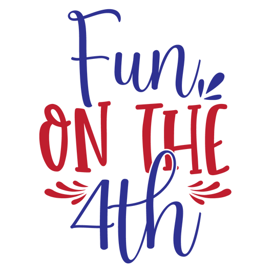 Fun on the 4th red and navy lettering with decorative flourishes.