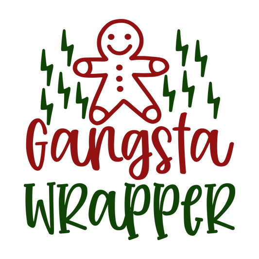 Gangsta Wrapper ready-to-press Christmas DTF transfer from Outta Phx Print Shop