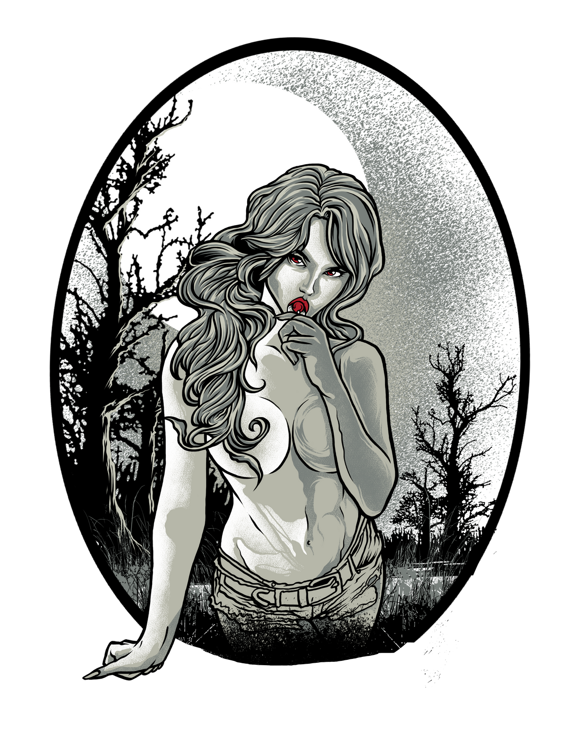 Gothic Tattoo Girl ready-to-press tattoo style DTF transfer