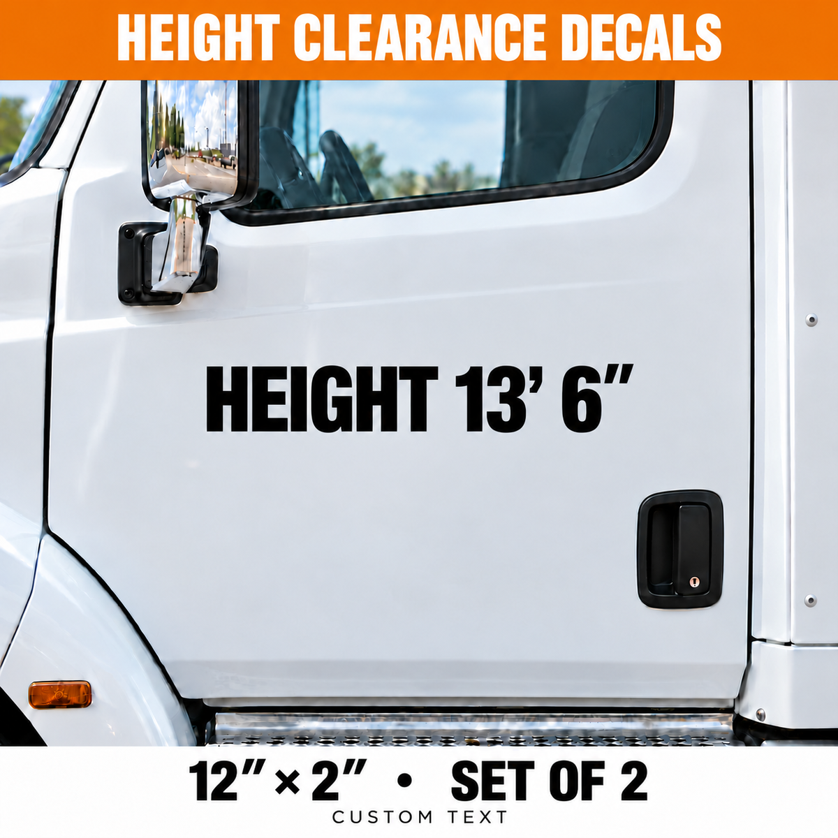 Truck Trailer Height Clearance Vinyl Decals - 12 x 2 in - Set of 2