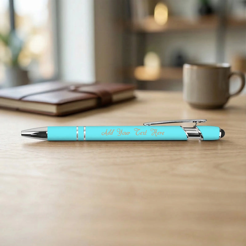 Custom engraved ice blue stylus pen soft touch metal Phoenix AZ