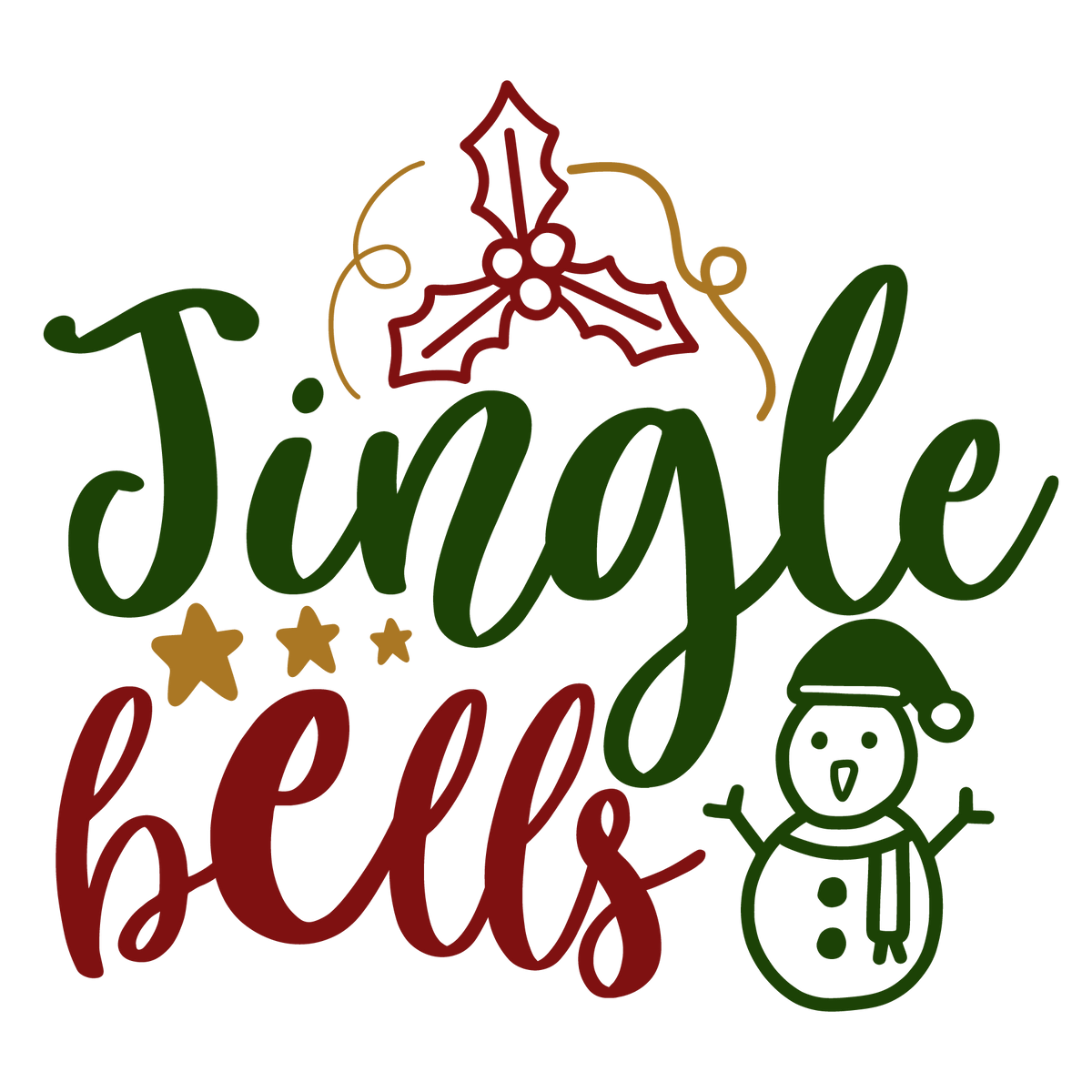 Jingle Bells ready-to-press Christmas DTF transfer