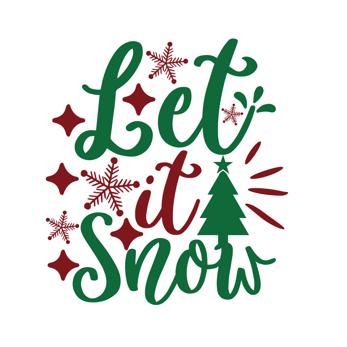 Let It Snow ready-to-press Christmas DTF transfer