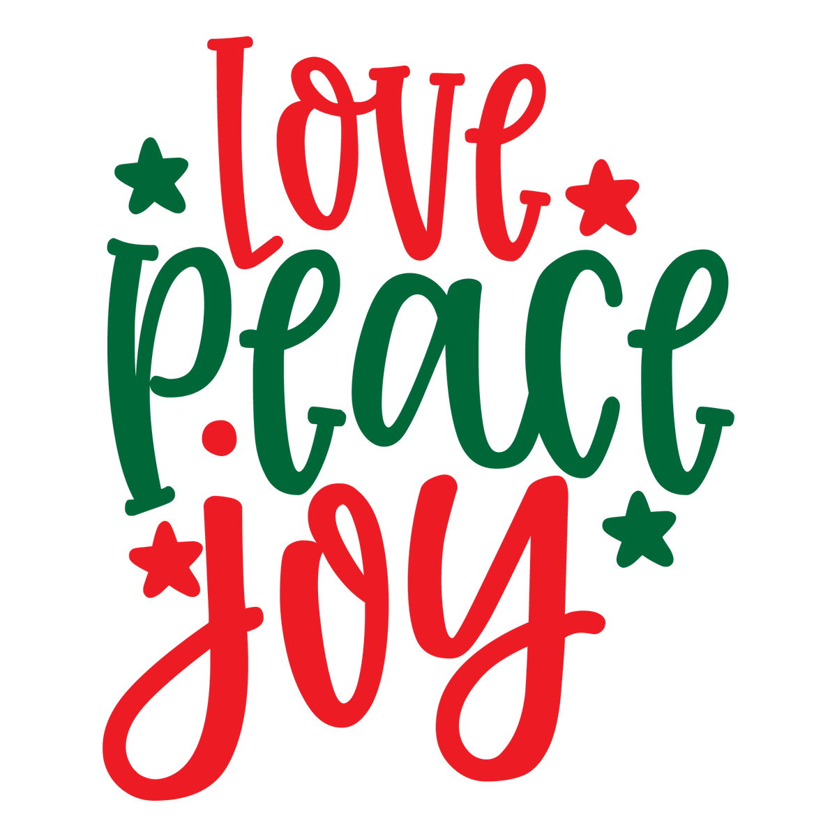 Love Peace Joy ready-to-press Christmas DTF transfer