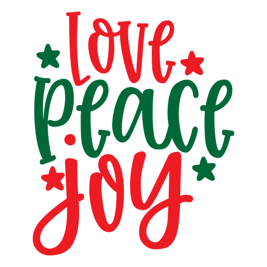 Love Peace Joy ready-to-press Christmas DTF transfer