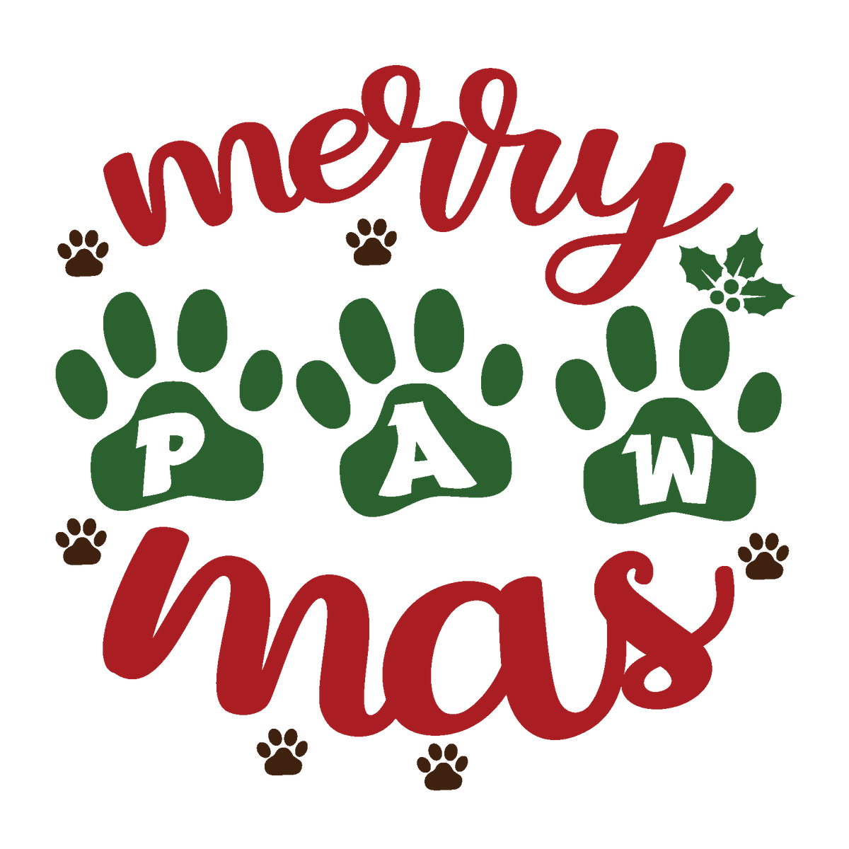 Merry Pawmas Christmas ready-to-press DTF transfer