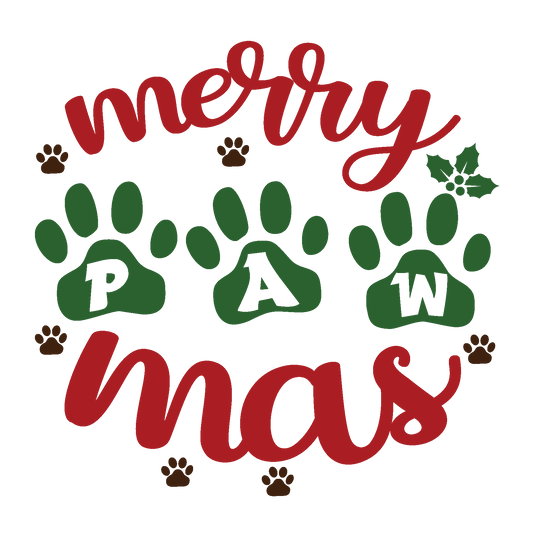 Merry Pawmas Christmas ready-to-press DTF transfer
